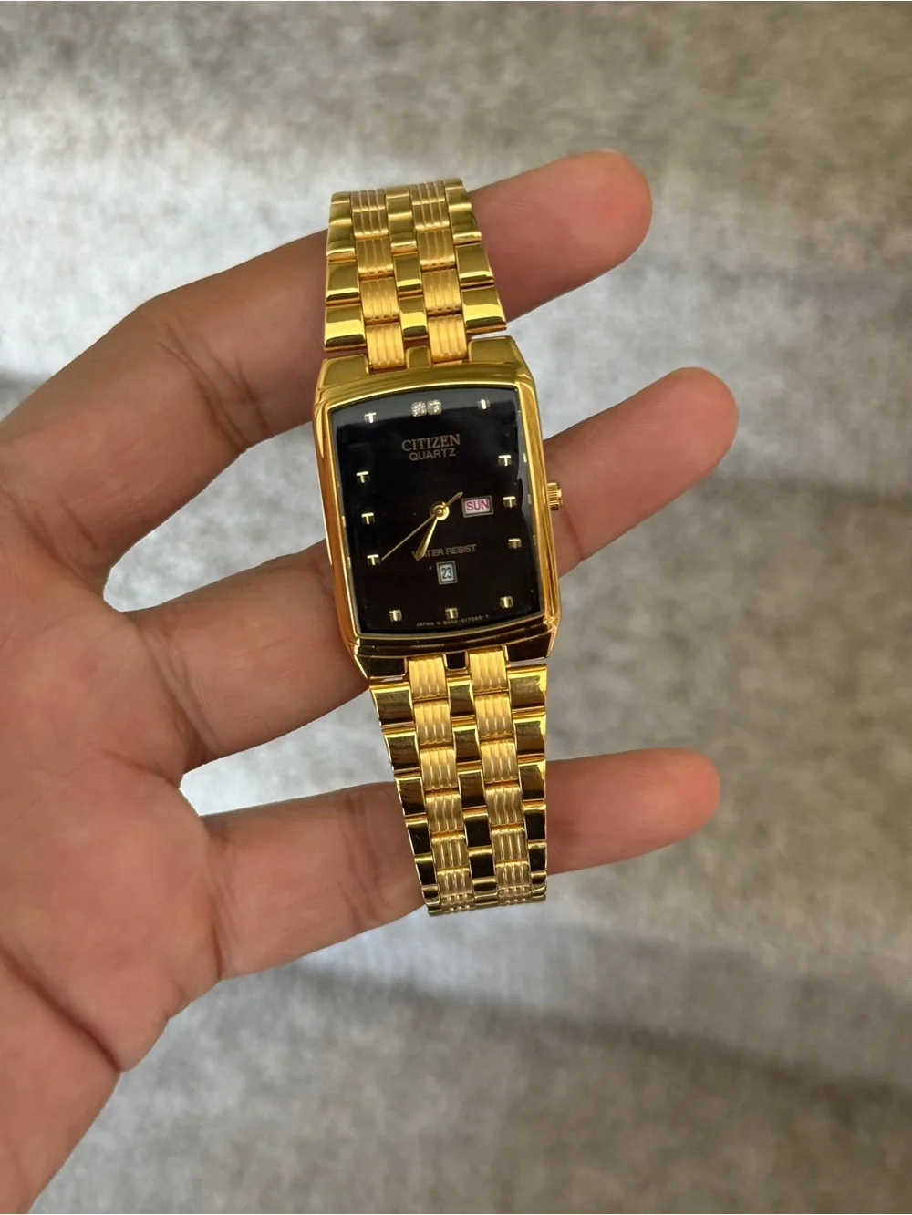 Citizen Gold Classic Tone Watch with Black Dial Mens Watch